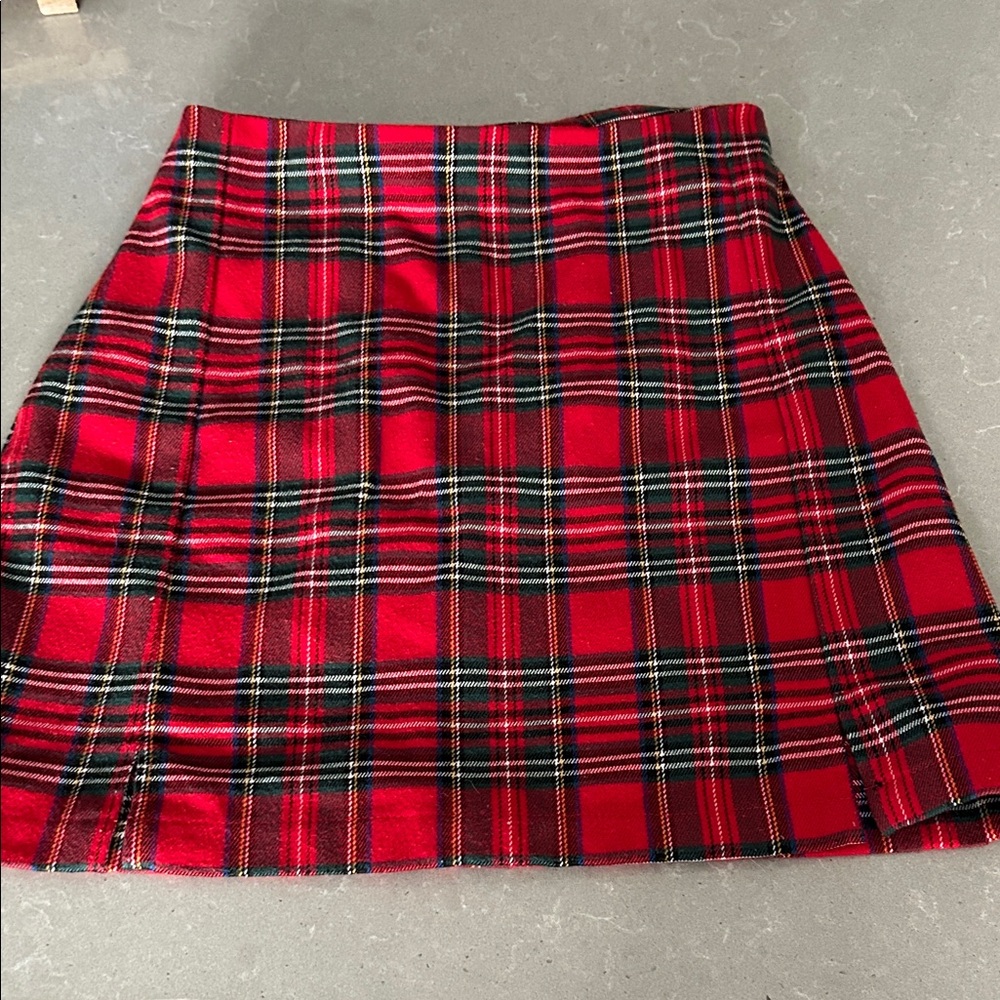 Brandy Melville Red Plaid Mini Skirt